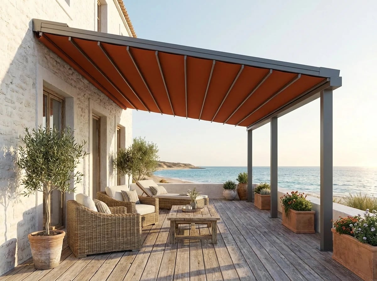 İzmir otomatik pergola montajından bir görünüm