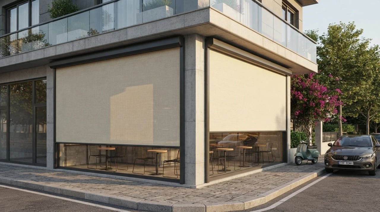 İzmir zip perde montajından bir görünüm